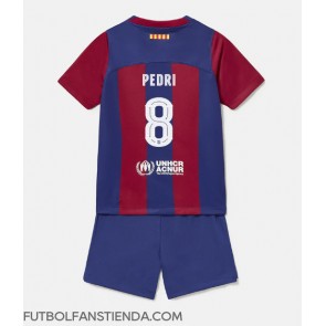 Barcelona Pedri Gonzalez #8 Primera Equipación Niños 2023-24 Manga Corta (+ Pantalones cortos)